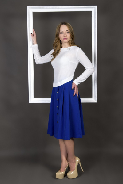 Блуза, юбка ASPO Design FashionCors_1003 белый+василек - фото 1