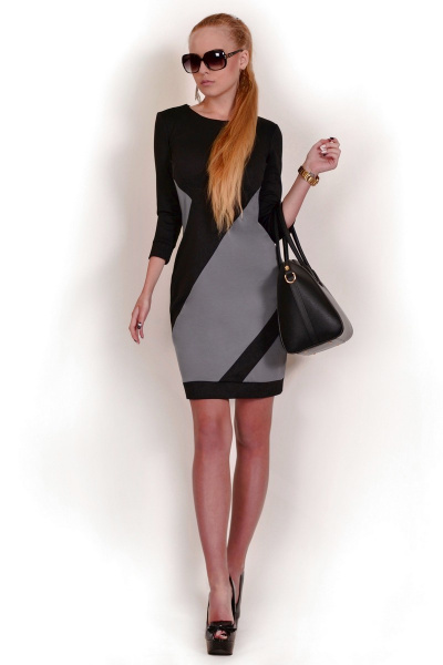 Платье Monica 55142 черный+серый - фото 1