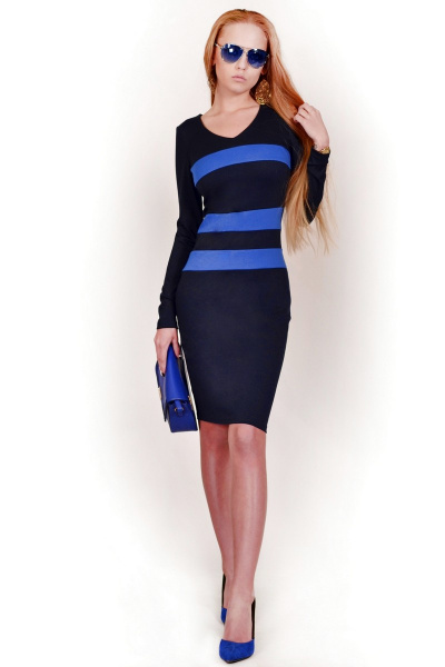 Платье Monica 55143 т.синий+ярк.синий - фото 1