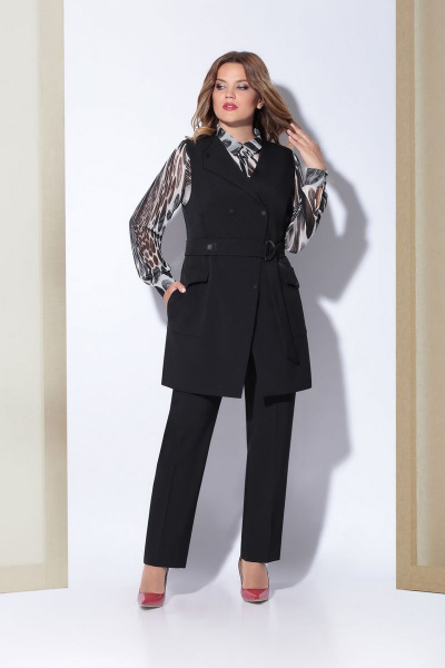 Блуза, брюки, жилет Karina deLux B-212 черный - фото 1