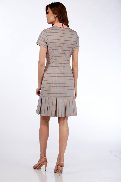 Платье Lady Style Classic 1274 розовый с серым - фото 5