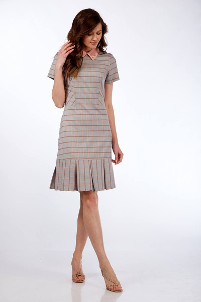 Платье Lady Style Classic 1274 розовый с серым - фото 2