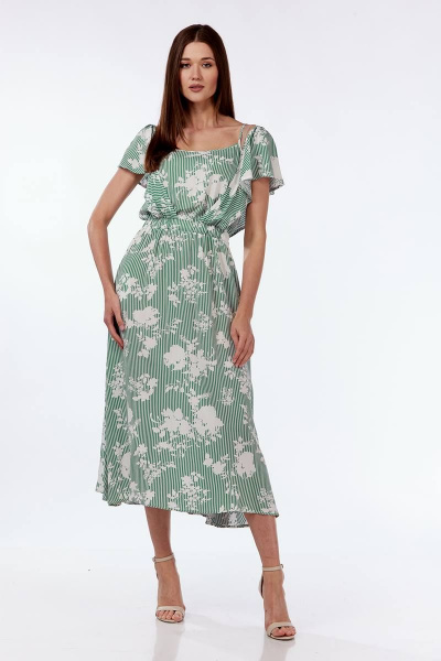 Платье Lady Style Classic 1898 зеленый_с_молочным - фото 1