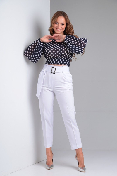 Блуза, брюки Lady Line 523.2 синий+белый - фото 5