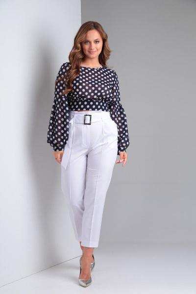 Блуза, брюки Lady Line 523.2 синий+белый - фото 2