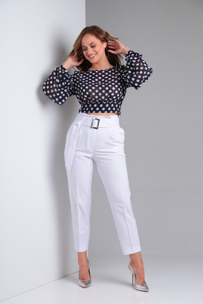Блуза, брюки Lady Line 523.2 синий+белый - фото 1