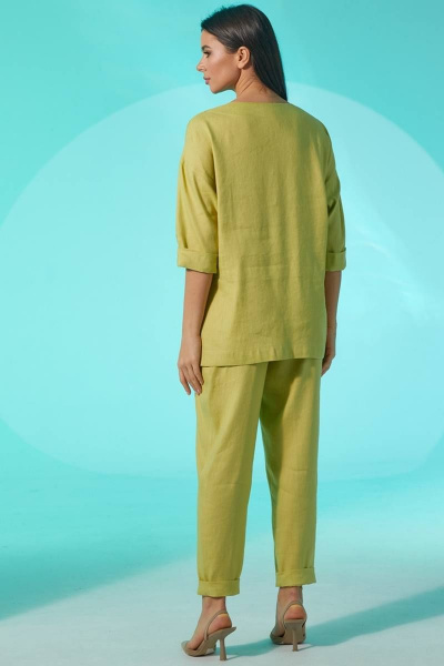 Блуза, брюки Faufilure С1373 зеленый - фото 4