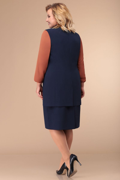 Блуза, жилет, юбка Линия Л А-1754 темно-синий_терракот - фото 5