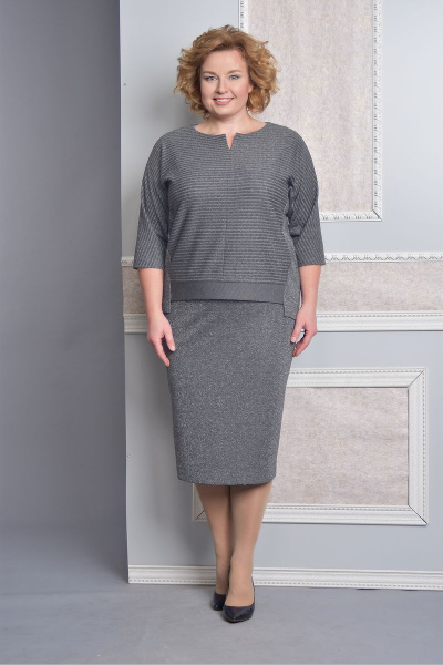 Джемпер, юбка Lady Style Classic 1374 серо-серый - фото 1