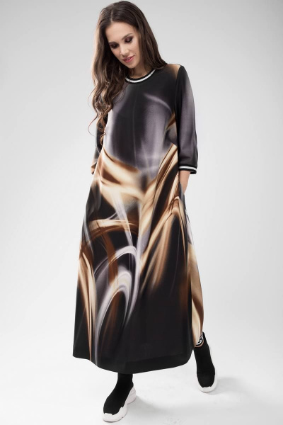 Платье Teffi Style L-1432 коричневые_разводы - фото 2