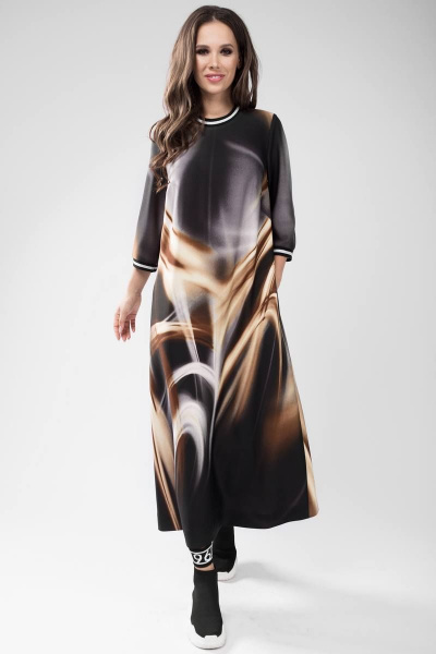 Платье Teffi Style L-1432 коричневые_разводы - фото 1
