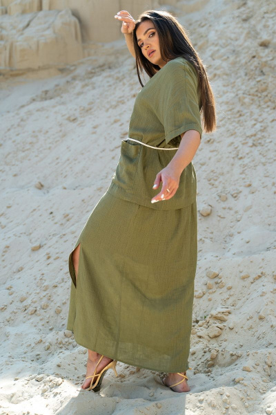 Жакет, юбка Luna 106 олива - фото 11