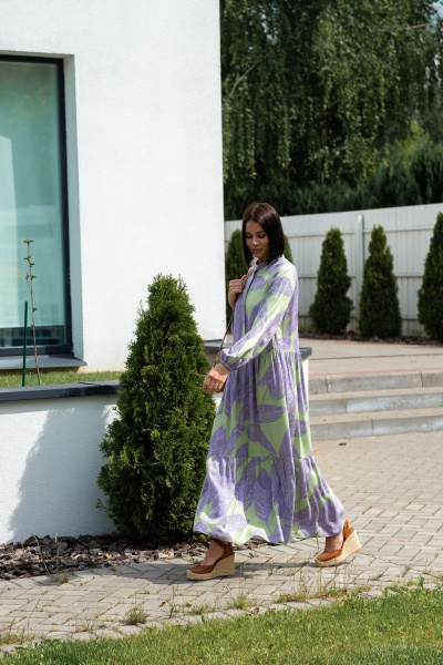 Платье Ivera 1120 салатовый, сиреневый - фото 6