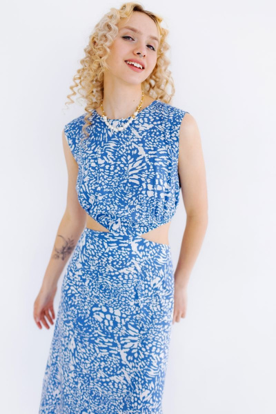 Платье ULLA 34Р голубой,белый - фото 4