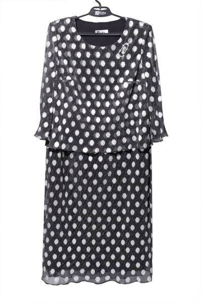 Платье LeNata 11060 серебряный-горох-на-черном - фото 6
