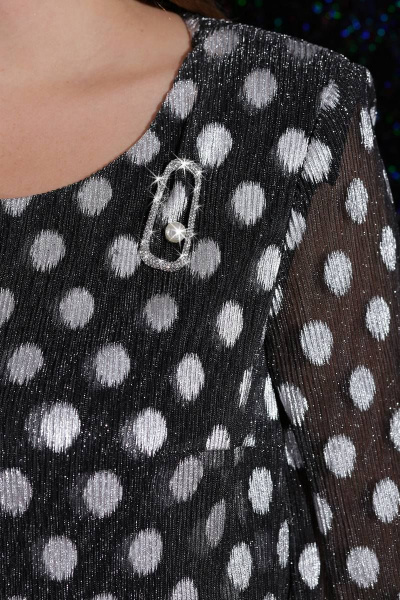 Платье LeNata 11060 серебряный-горох-на-черном - фото 5