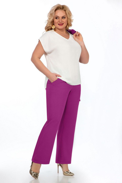 Блуза, брюки, жакет Элль-стиль 2196/1 вересково-фиолетовый - фото 4