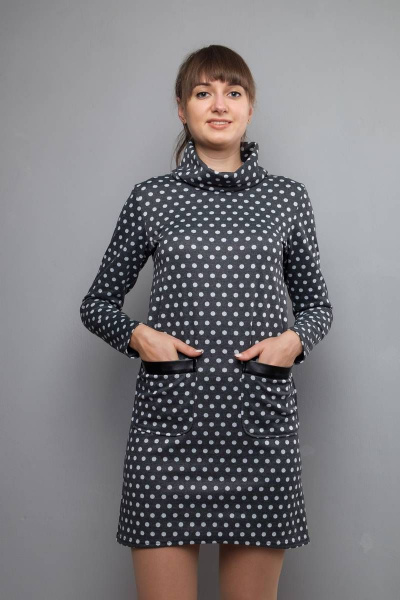 Платье Mita ЖМ845 т.серый/горох - фото 3