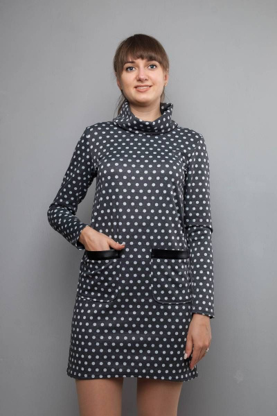 Платье Mita ЖМ845 т.серый/горох - фото 1