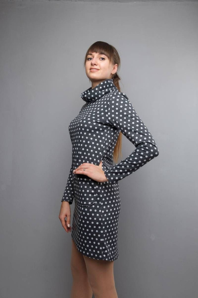 Платье Mita ЖМ845 т.серый/горох - фото 4