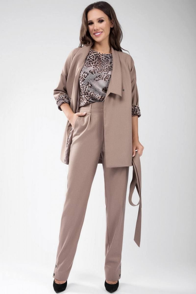 Блуза, брюки, жакет Teffi Style L-1448 капучино_+_муссон - фото 1