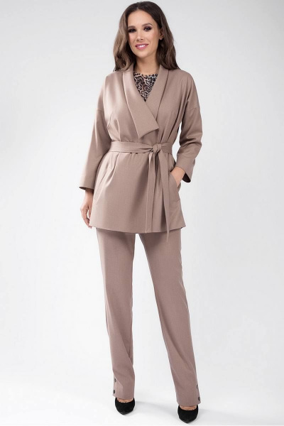 Блуза, брюки, жакет Teffi Style L-1448 капучино_+_муссон - фото 2