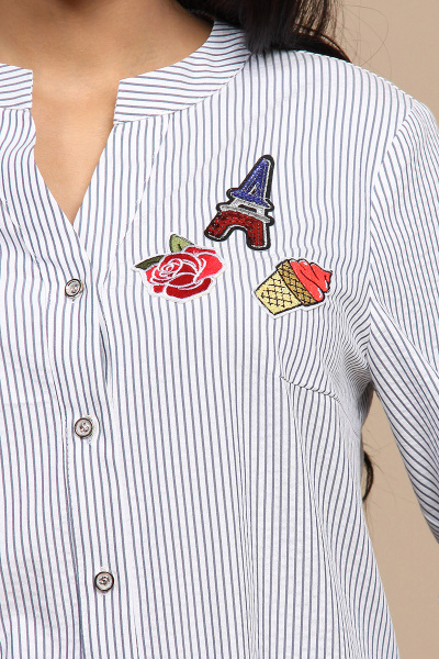 Брюки, рубашка Alani Collection 505 бело-серый+красный - фото 3