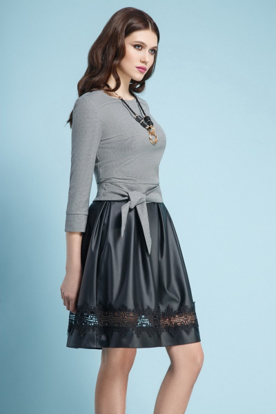 Блуза, юбка ASPO Design Felice_1052 серый+черный - фото 1
