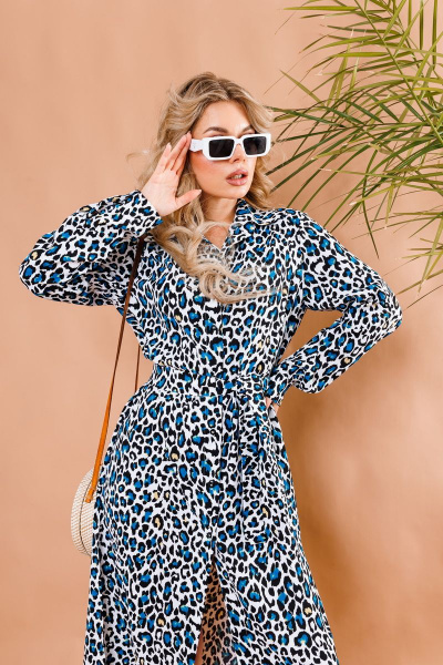 Платье NikVa 368-2 леопард_бирюзовый - фото 3