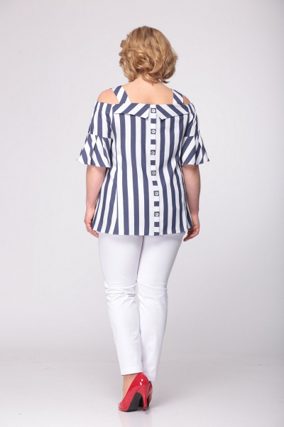 Блуза, брюки LadisLine 813 сине-белый - фото 3