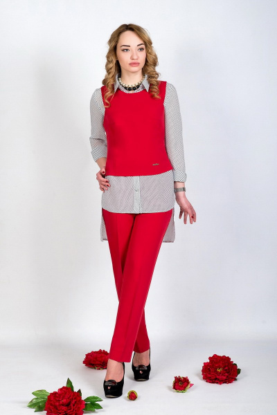 Блуза, брюки, жилет ASPO Design FashionCors_1006 ярко-красный - фото 1