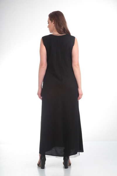 Платье Диомант 1183 черный+сер.цветок - фото 3