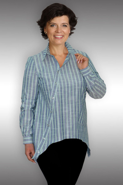 Блуза Таир-Гранд 62233 зеленая-полоска - фото 1