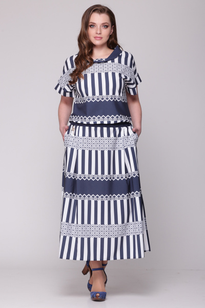 Платье LadisLine 563 сине-бел.полоска - фото 2