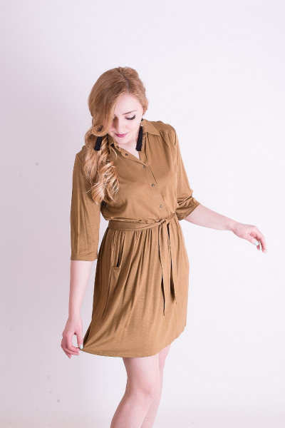 Платье, пояс Mita ЖМ653 коричневый - фото 3