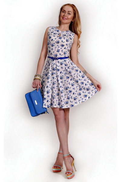Платье Monica 55146 1-бело-голубые-цветы - фото 1