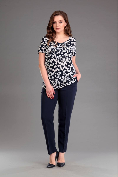 Блуза, брюки, жакет Liona Style 577 синий - фото 3