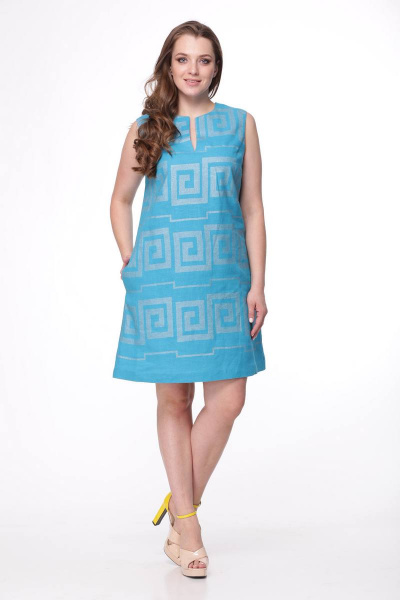 Платье MALI 408 голубой+серебро - фото 1