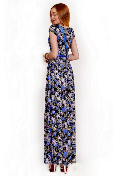 Платье Monica 55151 11-голубой+жемчужные-цветы - фото 2