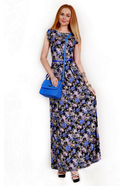Платье Monica 55151 11-голубой+жемчужные-цветы - фото 1