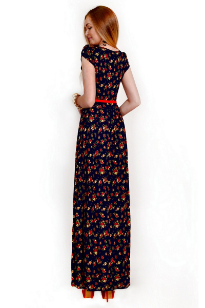 Платье Monica 55151 14-брусничный+бежевые-маленькие-цветы - фото 2