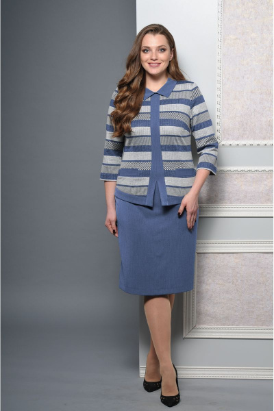 Жакет, юбка Lady Style Classic 1292 синий - фото 1