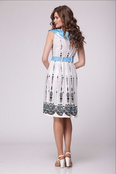 Платье LadisLine 402 бело-голубой - фото 2