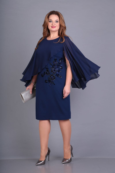 Платье ANASTASIA MAK 674 темно-синий. - фото 3