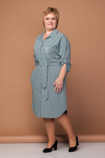Платье Соджи 398 серо-голубой - фото 1