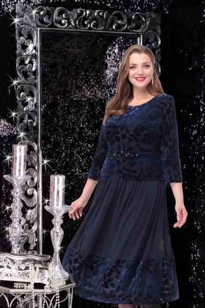 Платье LeNata 11054 темно-синий - фото 2