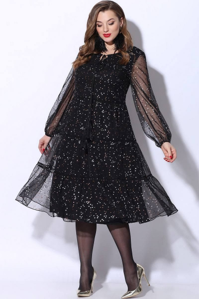 Платье LeNata 11077 горошек-на-черном - фото 2