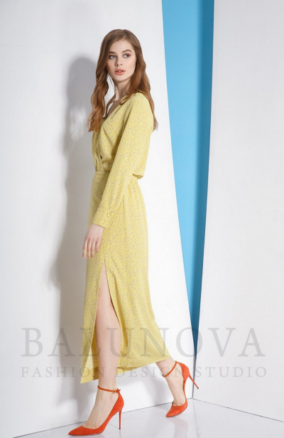 Платье Balunova 5110 серо-желтый - фото 1