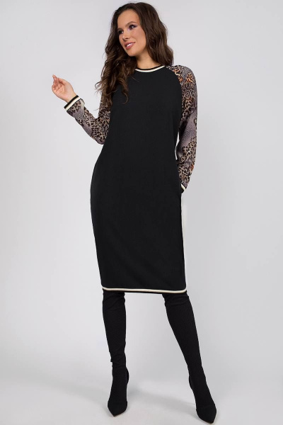 Платье Teffi Style L-1452 черный_-коричневый_муссон - фото 2