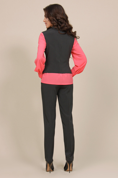 Блуза, брюки, жилет Alani Collection 589 темно-серый+коралл - фото 4